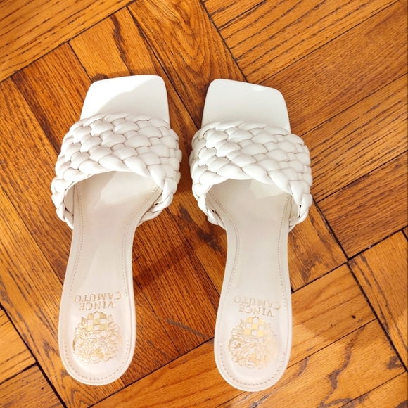 VINCE CAMUTO Woven Brinela Slides size 8 slides 3.5 inch heels - Picture 1 of 4